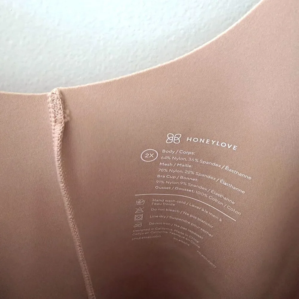 NWOT Honeylove Mid-Thigh Sleeveless Sculpt Compression Bodysuit Womens 2X